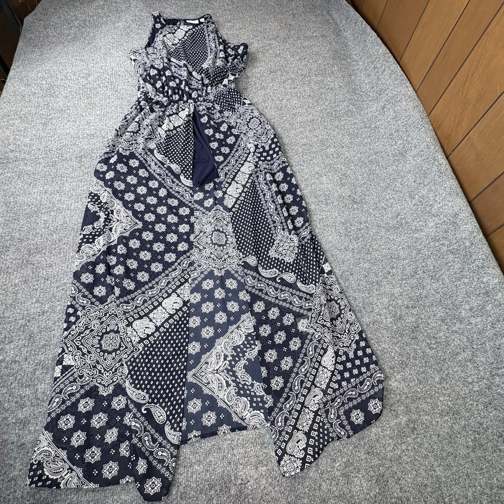 New York & Co Bandana Paisley Maxi‎ Dress M High Slit w Shorts Western Festival - Picture 11 of 16